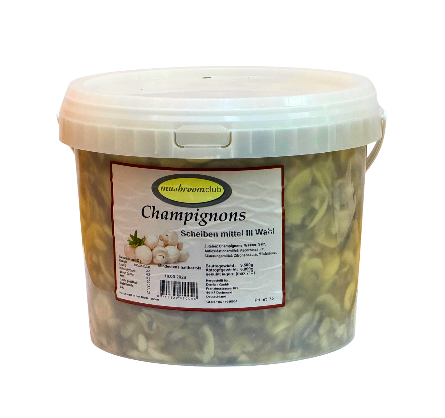 Champignons 3.Wahl geschnitten 10Kg Eimer
