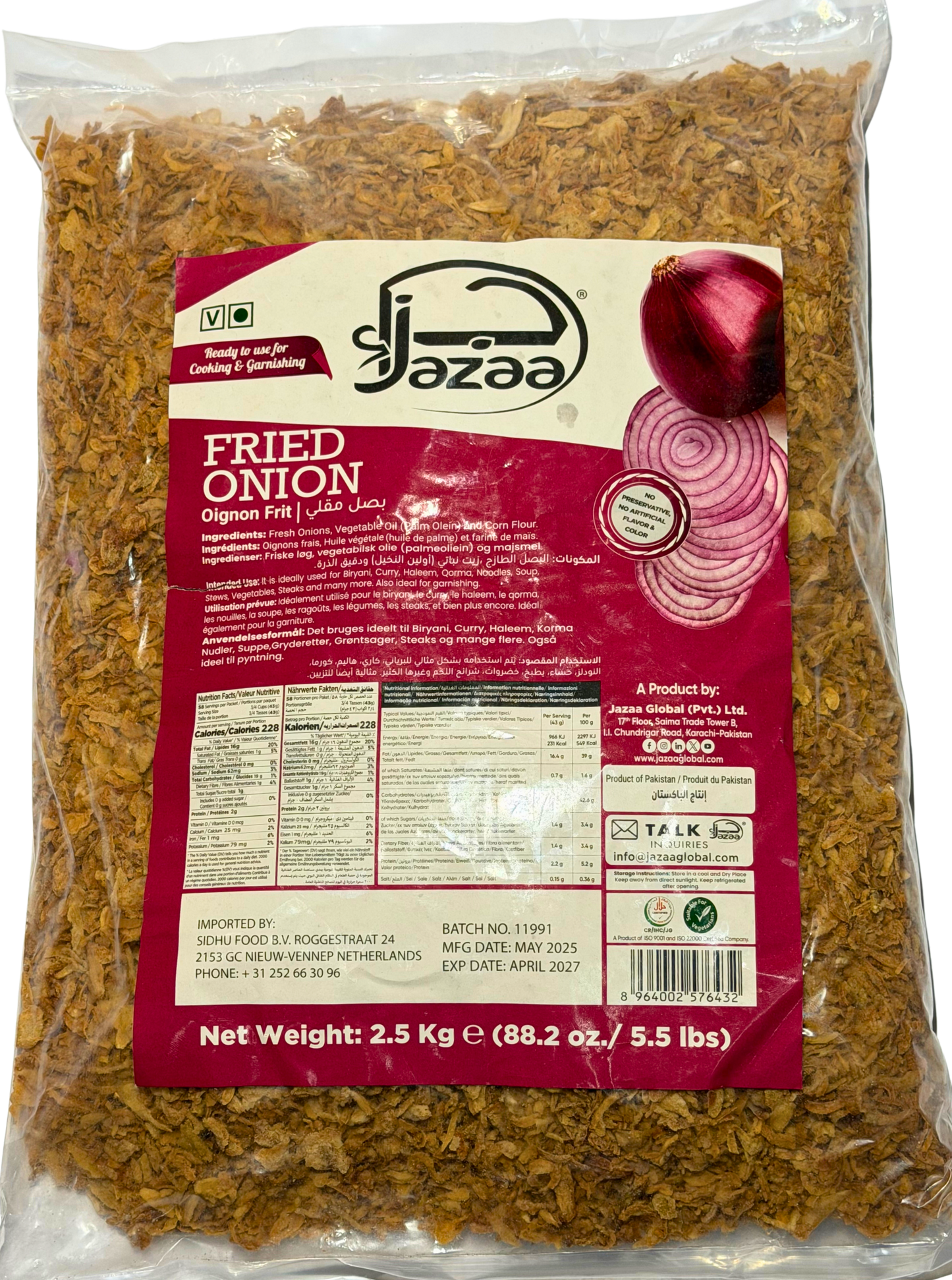 Jazaa Zwiebel geröstet 2,5 Kg Beutel