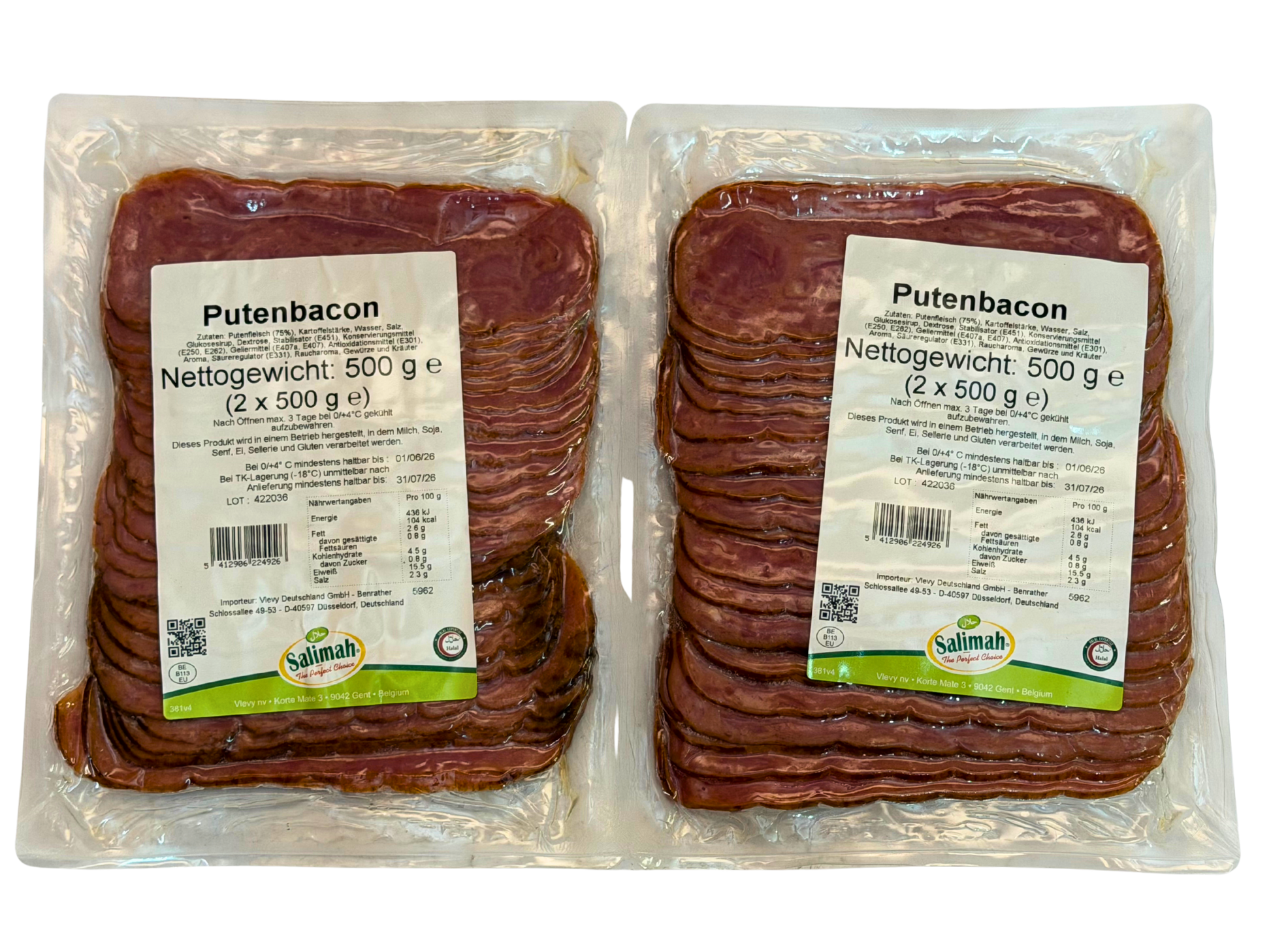 Puten Bacon in Wrzlake 2X500g geräuchert 22 Scheiben