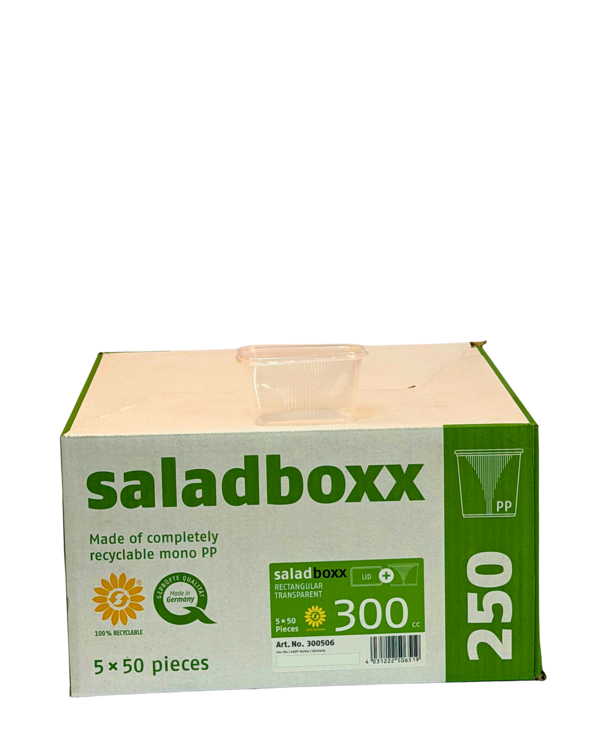 Klarsicht-Becher Eckig 300ml + Deckel 5x50Stk.