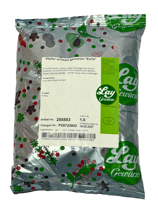 Lay Pfeffer Schwarz gemahlen Extra 1kg Beutel