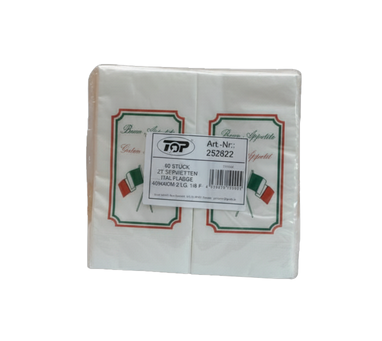 Servietten Italia Flagge 2Lag. 40cm 18 gef. 60Stk 252822