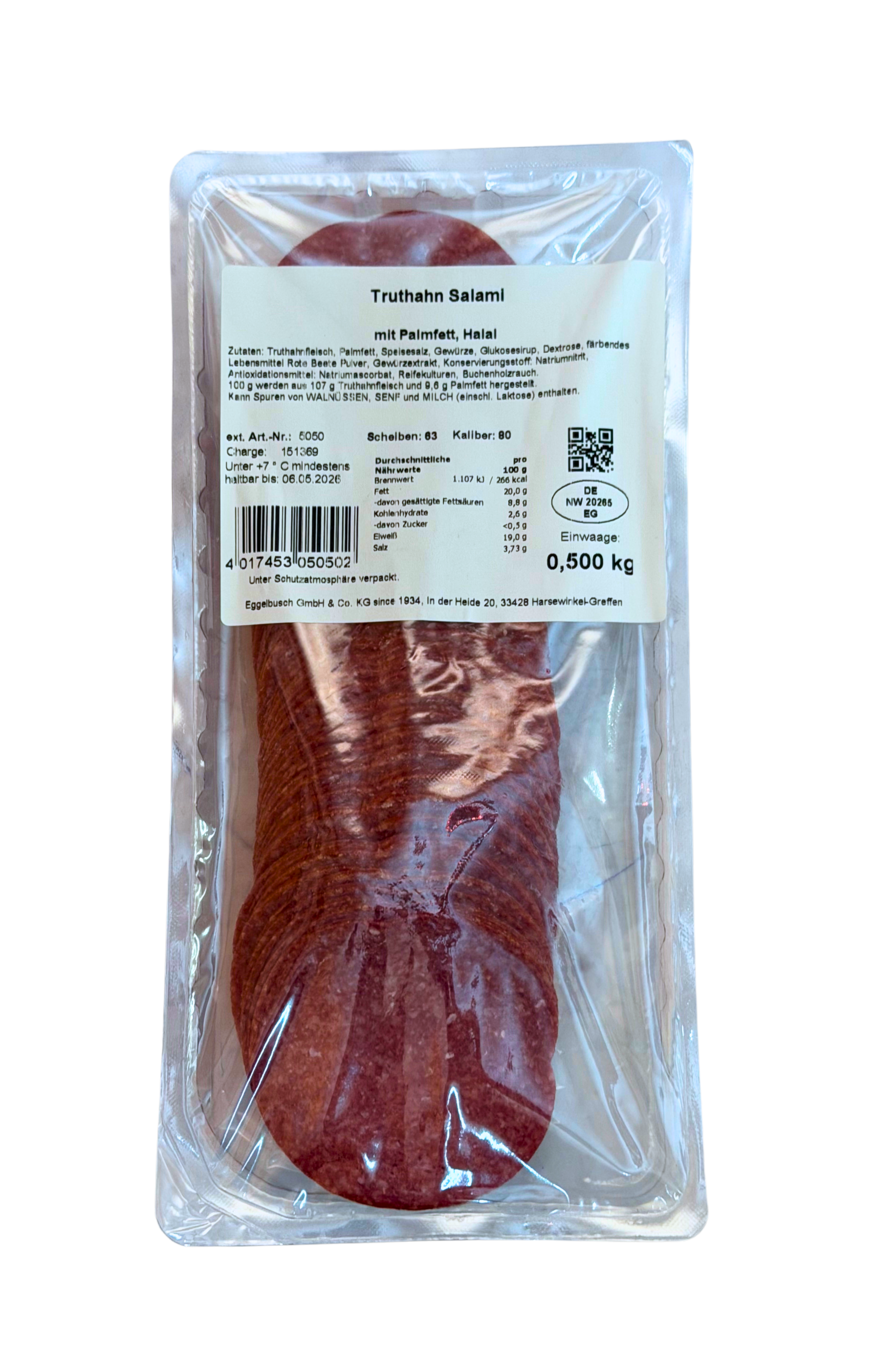Truthahnsalami geschnitt. 500g