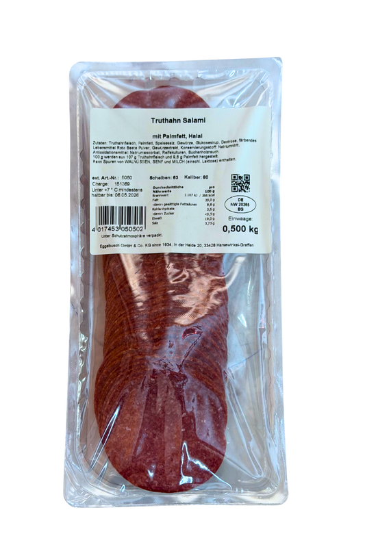Truthahnsalami geschnitt. 500g