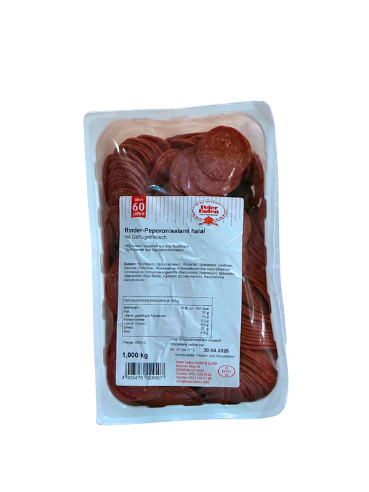 Rinder Peperonisalami Halal Kal. 40 1Kg geschnitten