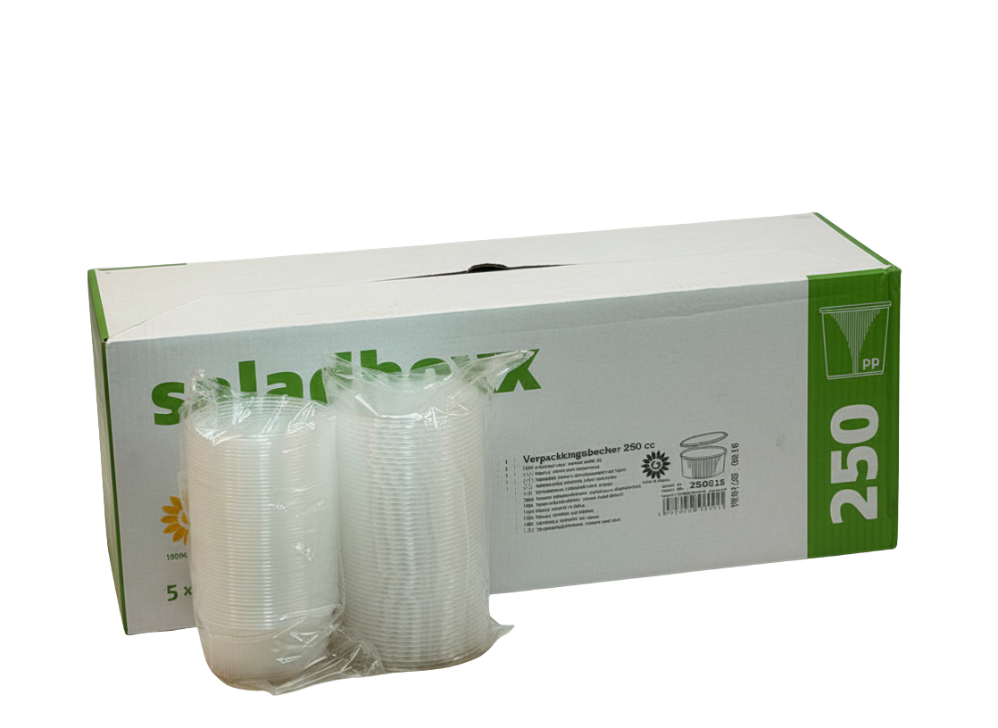 Klarsicht-Becher Rund 250ml + Deckel 5x50Stk.