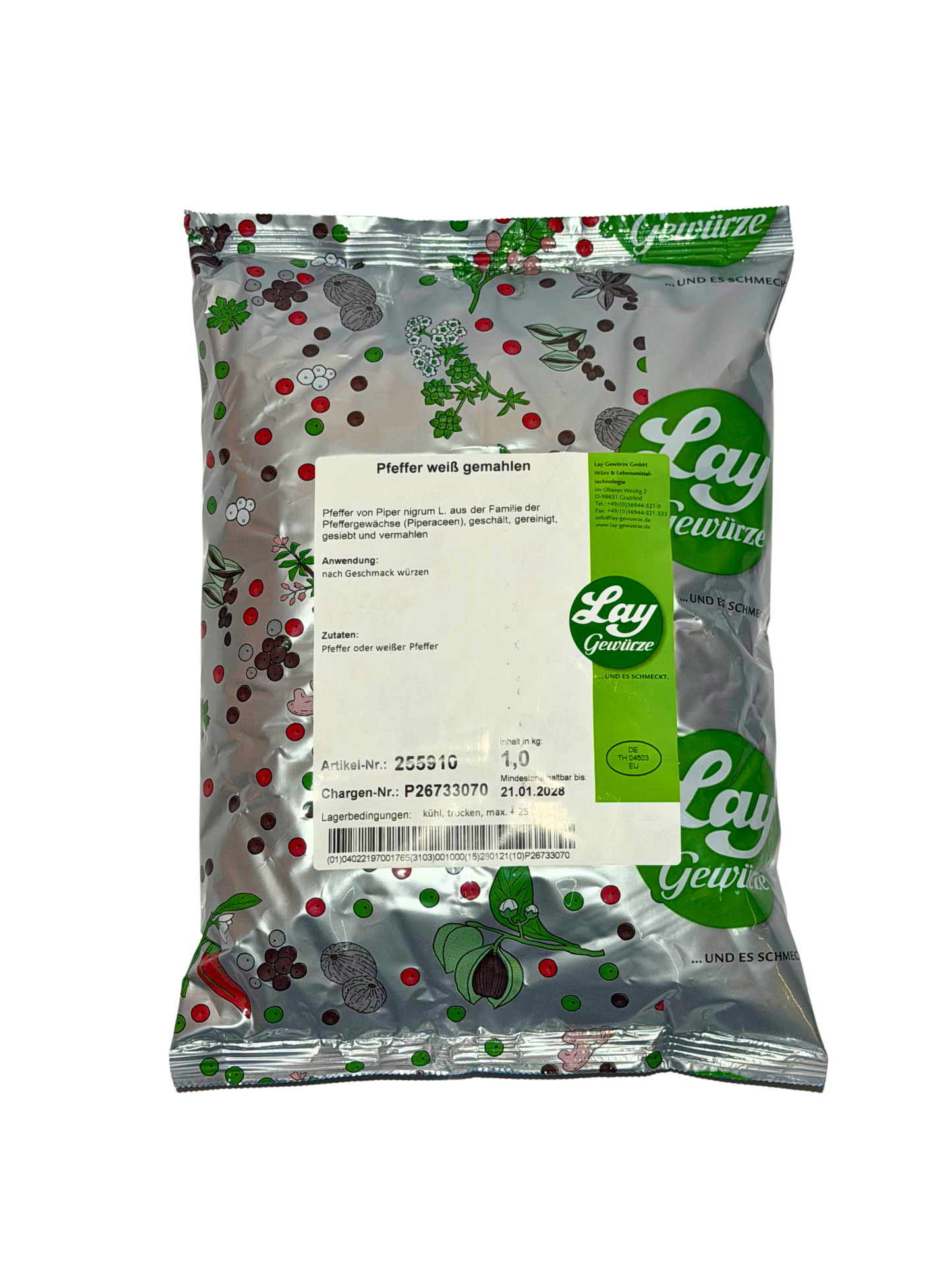Lay Pfeffer Weiss gemahlen 1000g