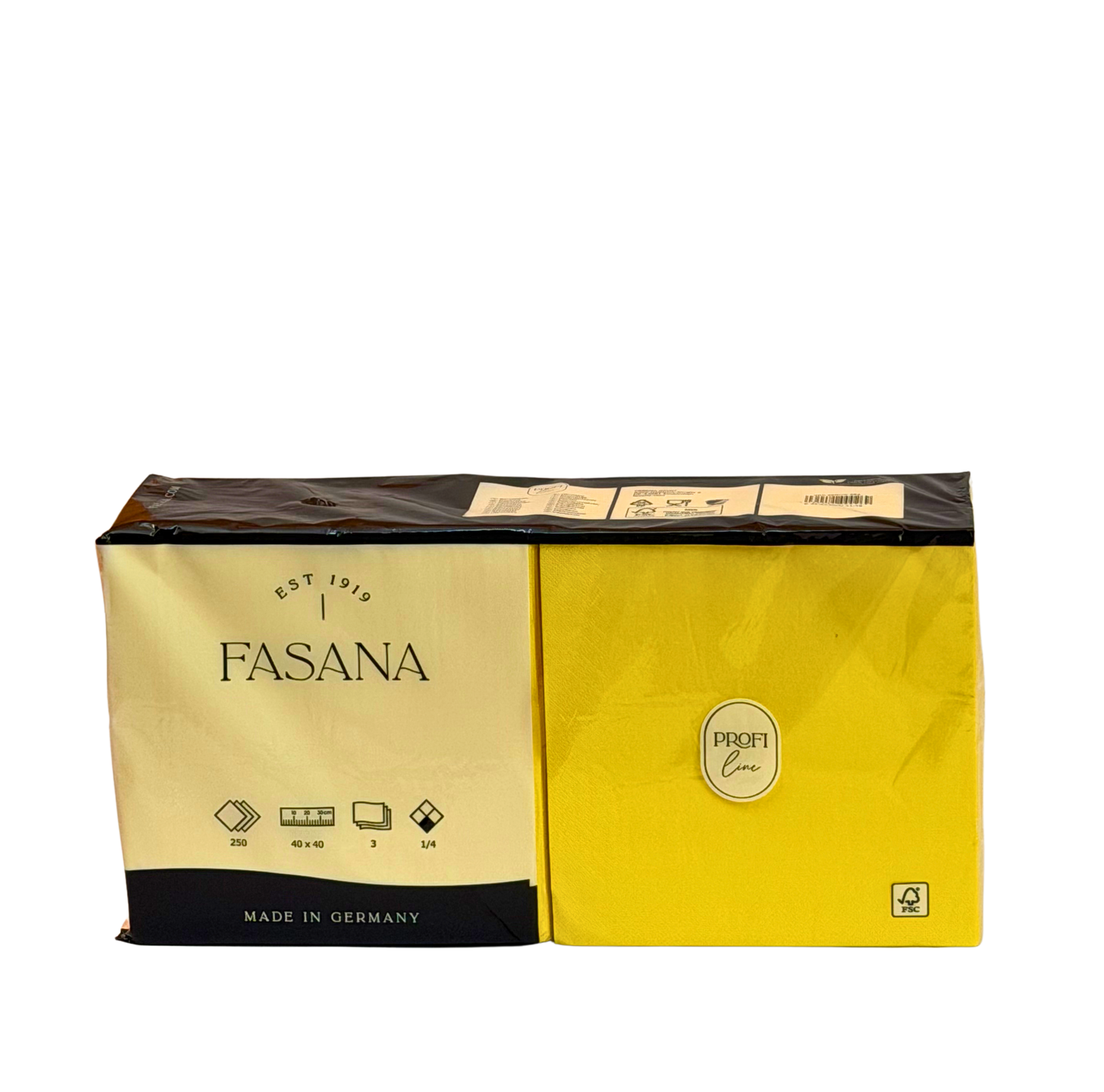 Servietten Gelb 40CM Fusana 3Lag. 250Stk. 228529