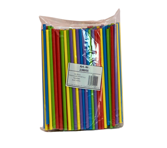 Trinkhalme Papier Bunt jumbo 7x230mm 150Stk.